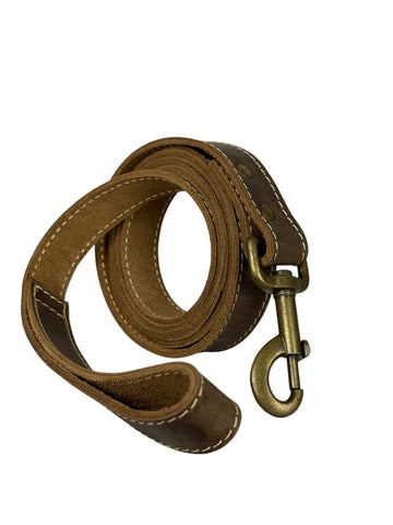 Heavy duty genuine leather dog lead