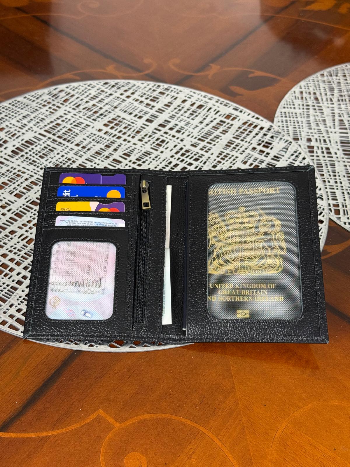Genuine Leather RFID Passport Holder, Slim Travel Wallet, RFID Blocking Case