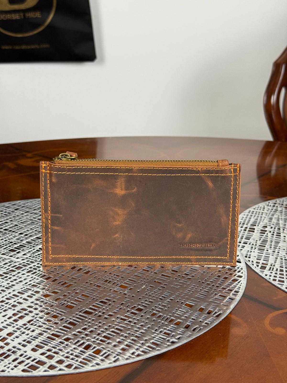 Genuine Leather Makeup Bag Brush Pouch Set, Waxed Grain Leather Cosmetic Bag