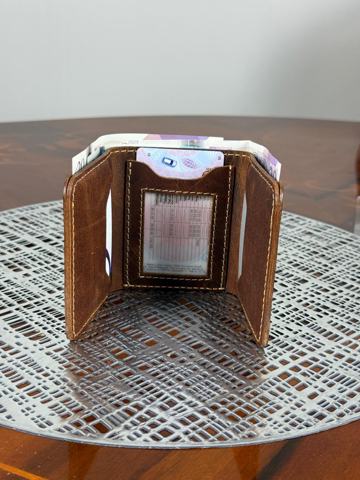 Genuine Leather Slim RFID Tri-fold wallet