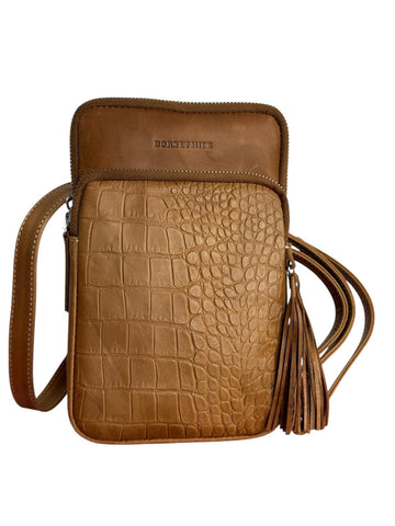 Croco Pattern Genuine Leather Crossbody Bag