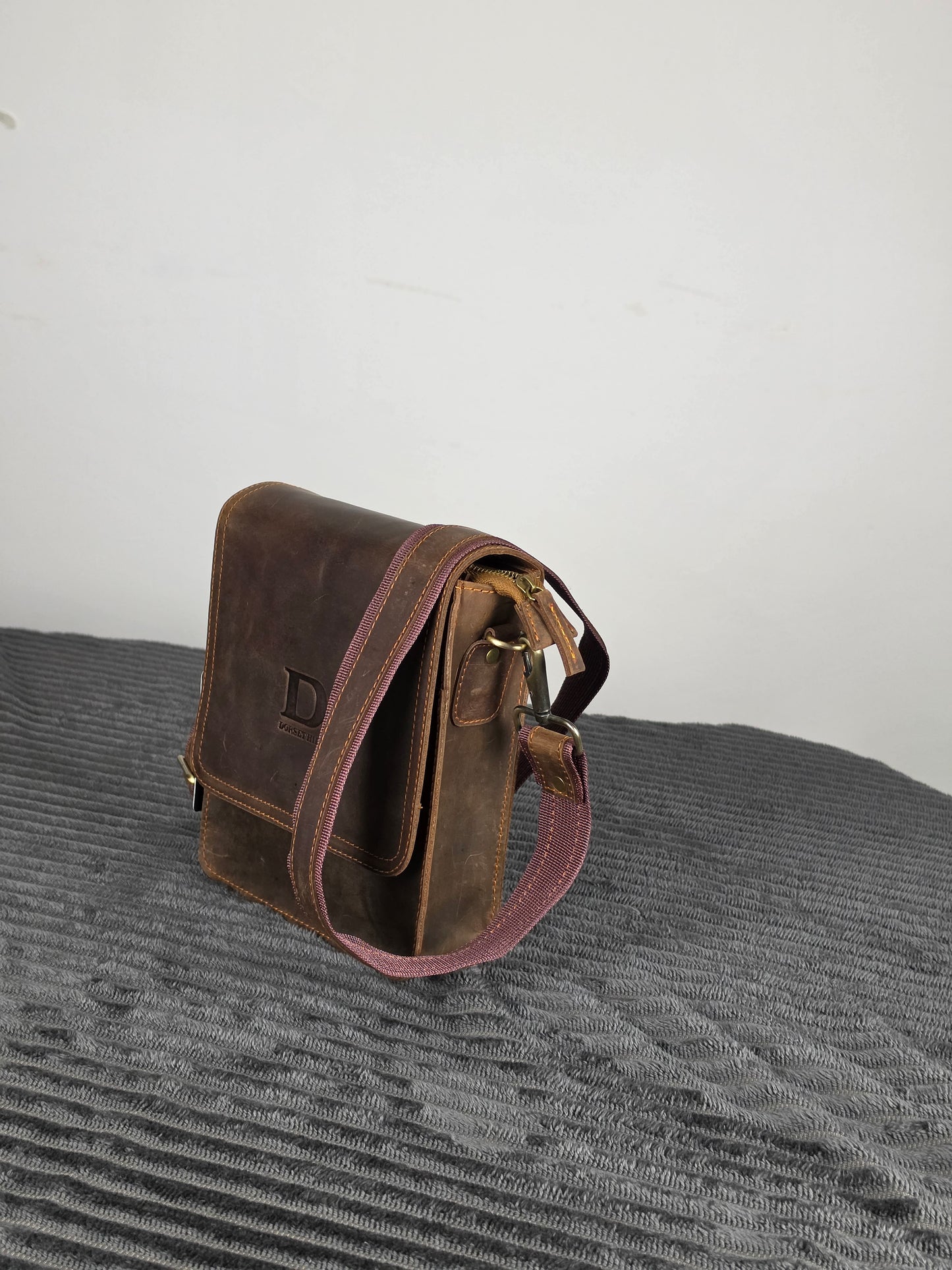Genuine Leather Flap Crossbody Bag