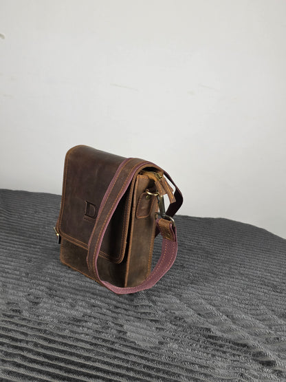 Genuine Leather Flap Crossbody Bag