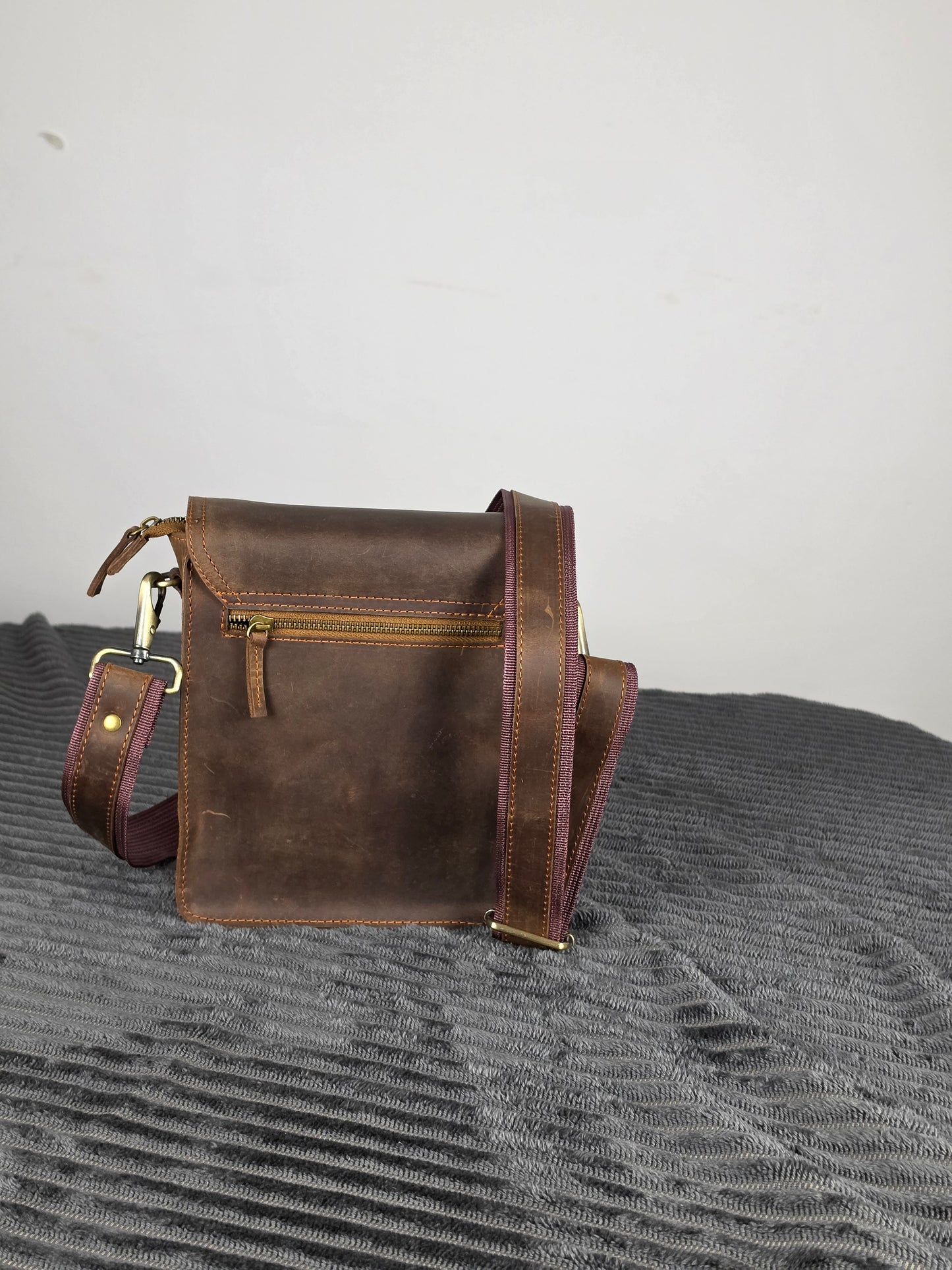 Genuine Leather Flap Crossbody Bag