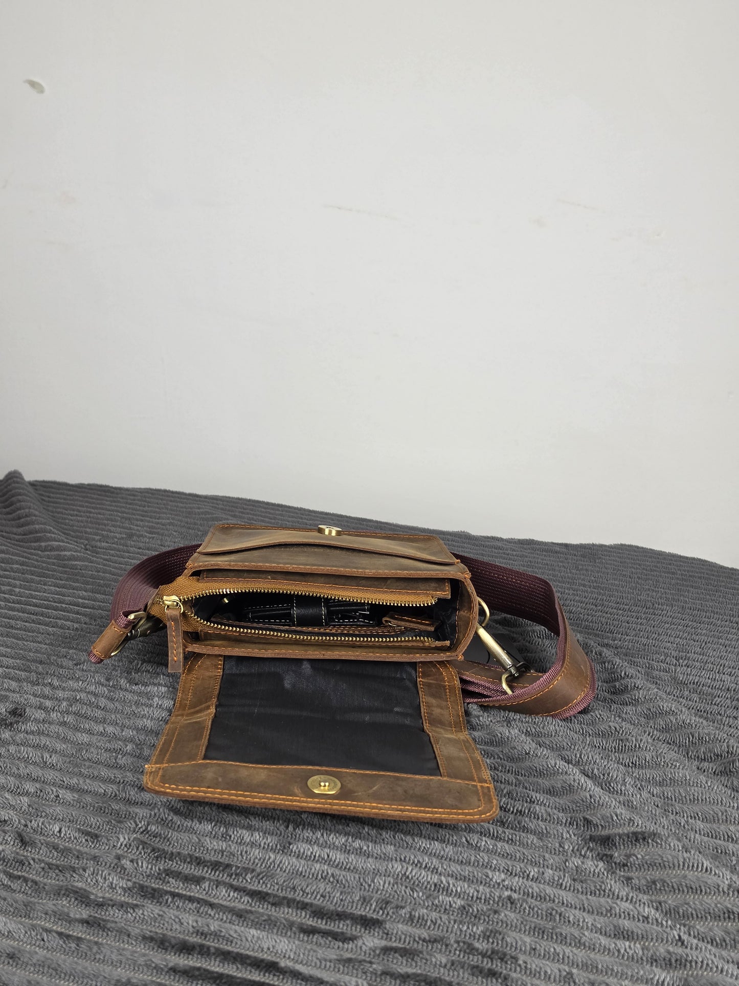 Genuine Leather Flap Crossbody Bag