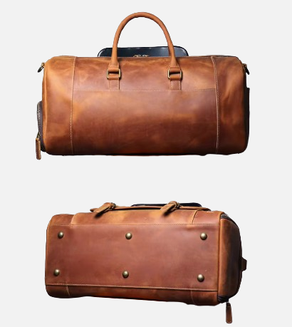 Dorset Hide Men's Cow Leather Travel Duffle Bag - Vintage Edition