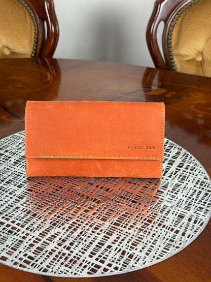 Genuine Leather Women Clutch Purse with Iphone Pro Max Phone compartment