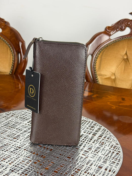 Premium Genuine Leather Unisex Long Zipped Wallet