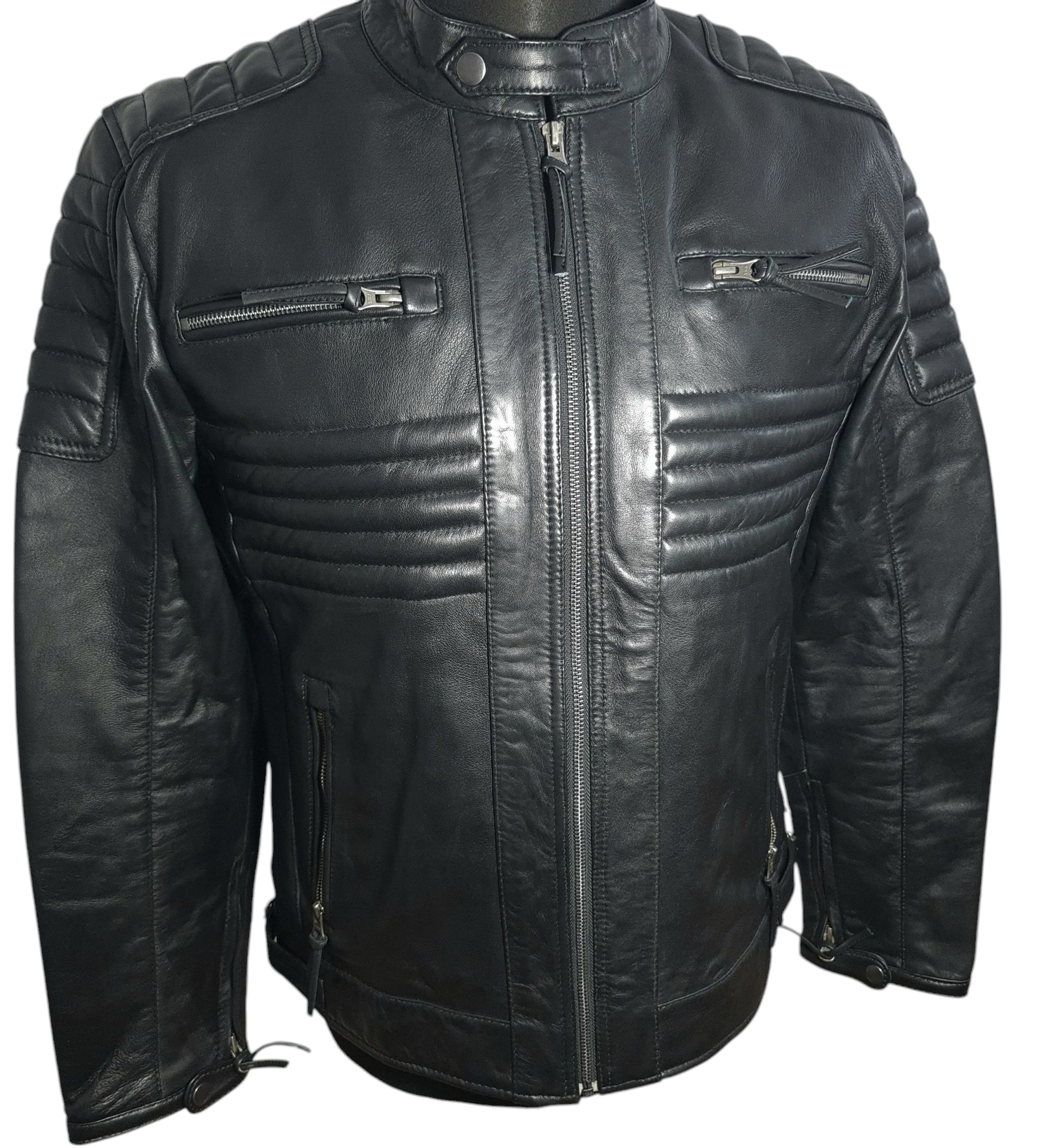 Men's Casual Genuine Leather Bomber Jacket