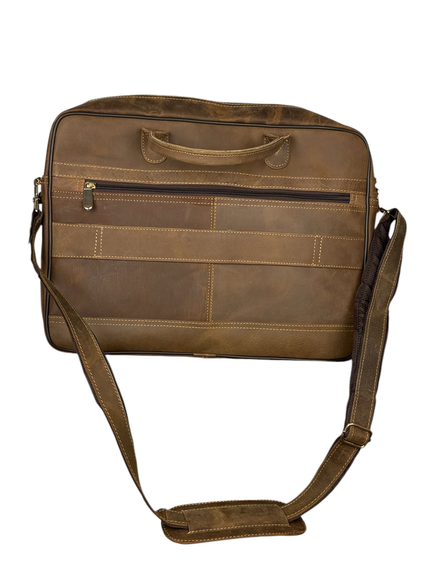 Crazy Horse Genuine Leather Business Document Carrier with Shoulder Strap