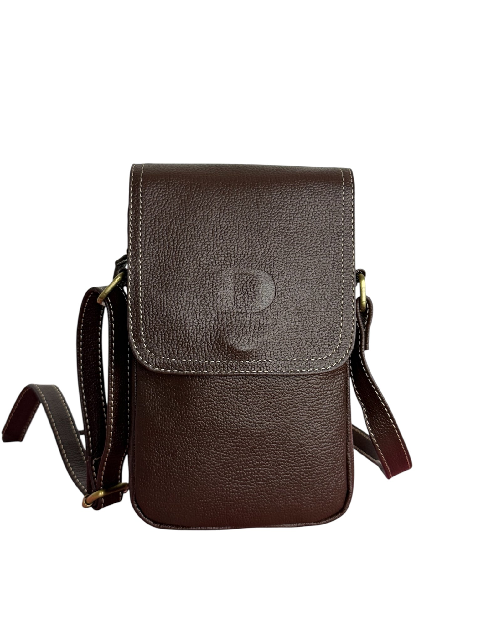Genuine Grain Leather Flap Cross Bag body