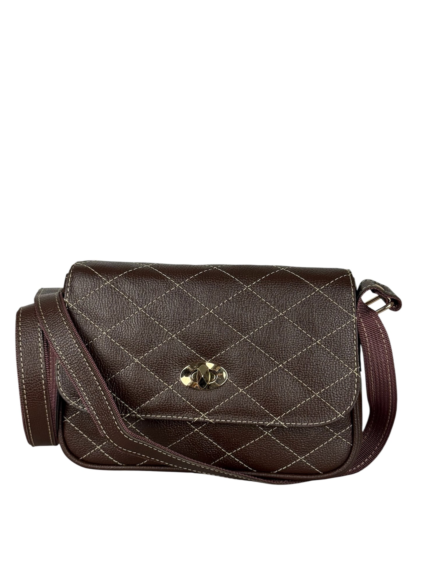 Quilted genuine leather crossbody bag