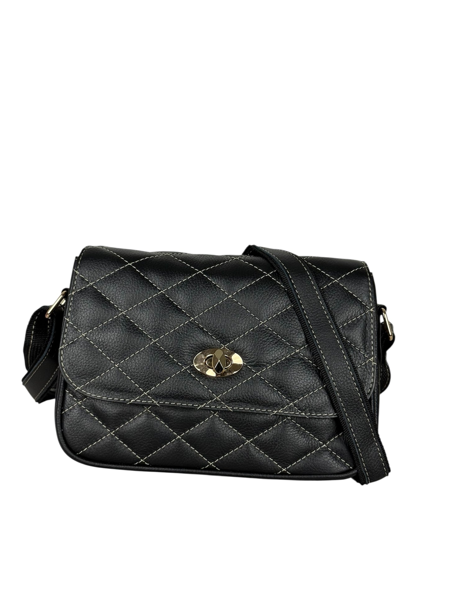 Quilted genuine leather crossbody bag