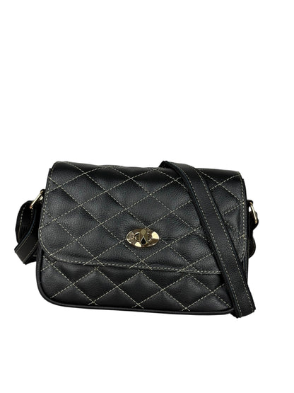 Quilted genuine leather crossbody bag