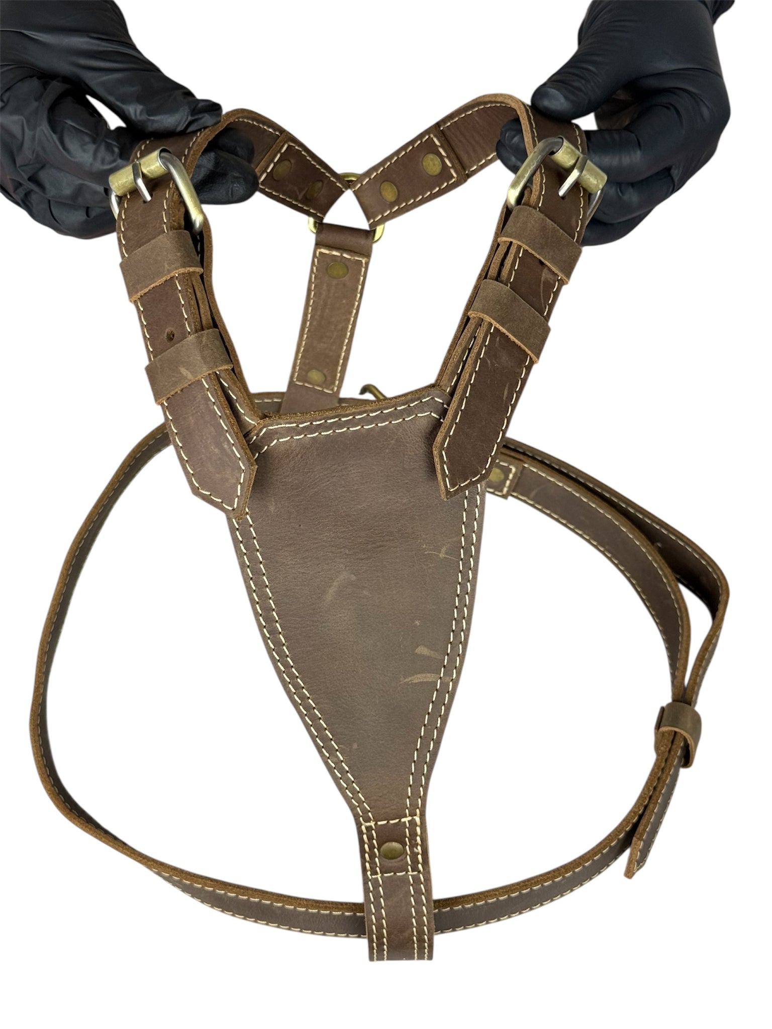 heavy duty premium genuine leather dog harness