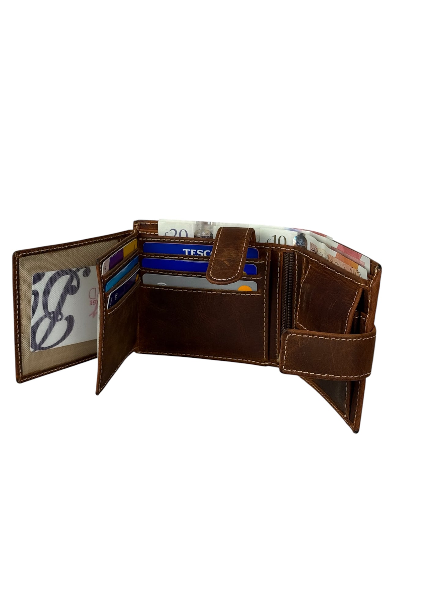 Premium Genuine Leather Tri-Fold Wallet