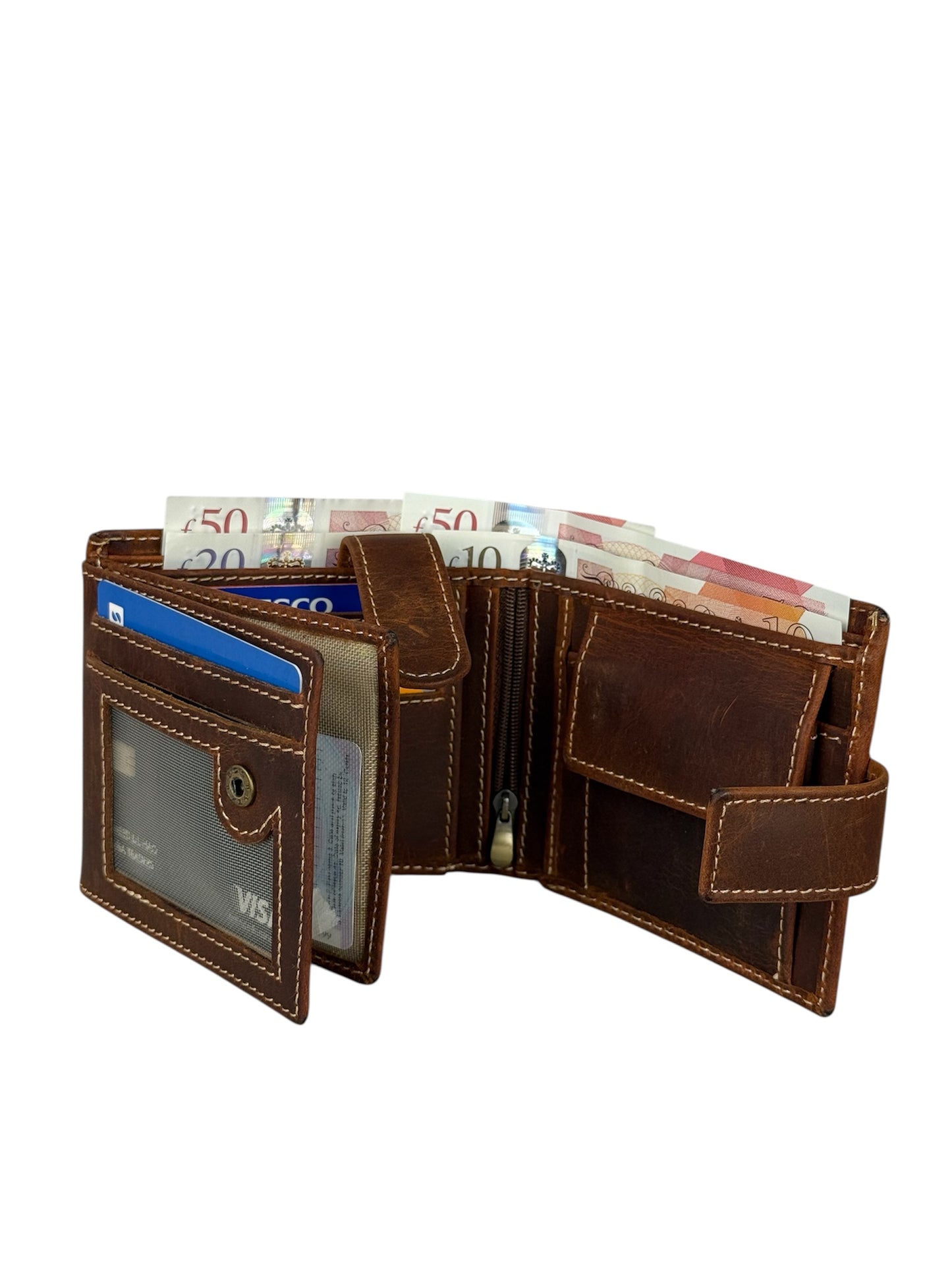 Premium Genuine Leather Tri-Fold Wallet