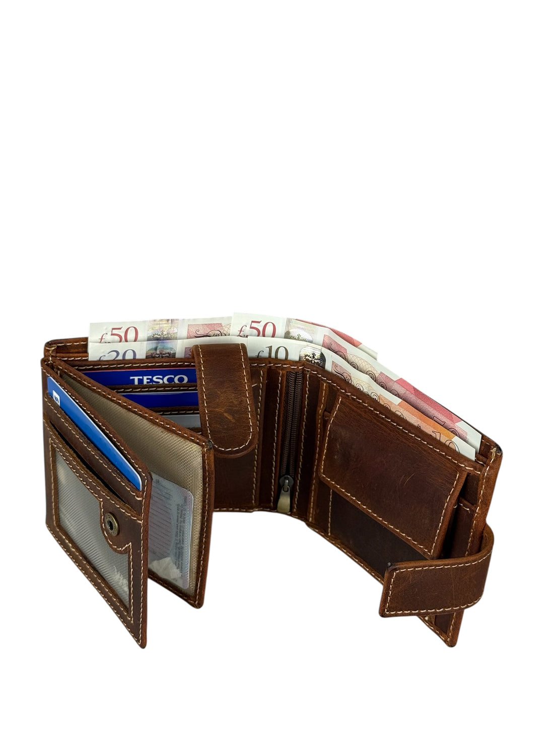 Premium Genuine Leather Tri-Fold Wallet