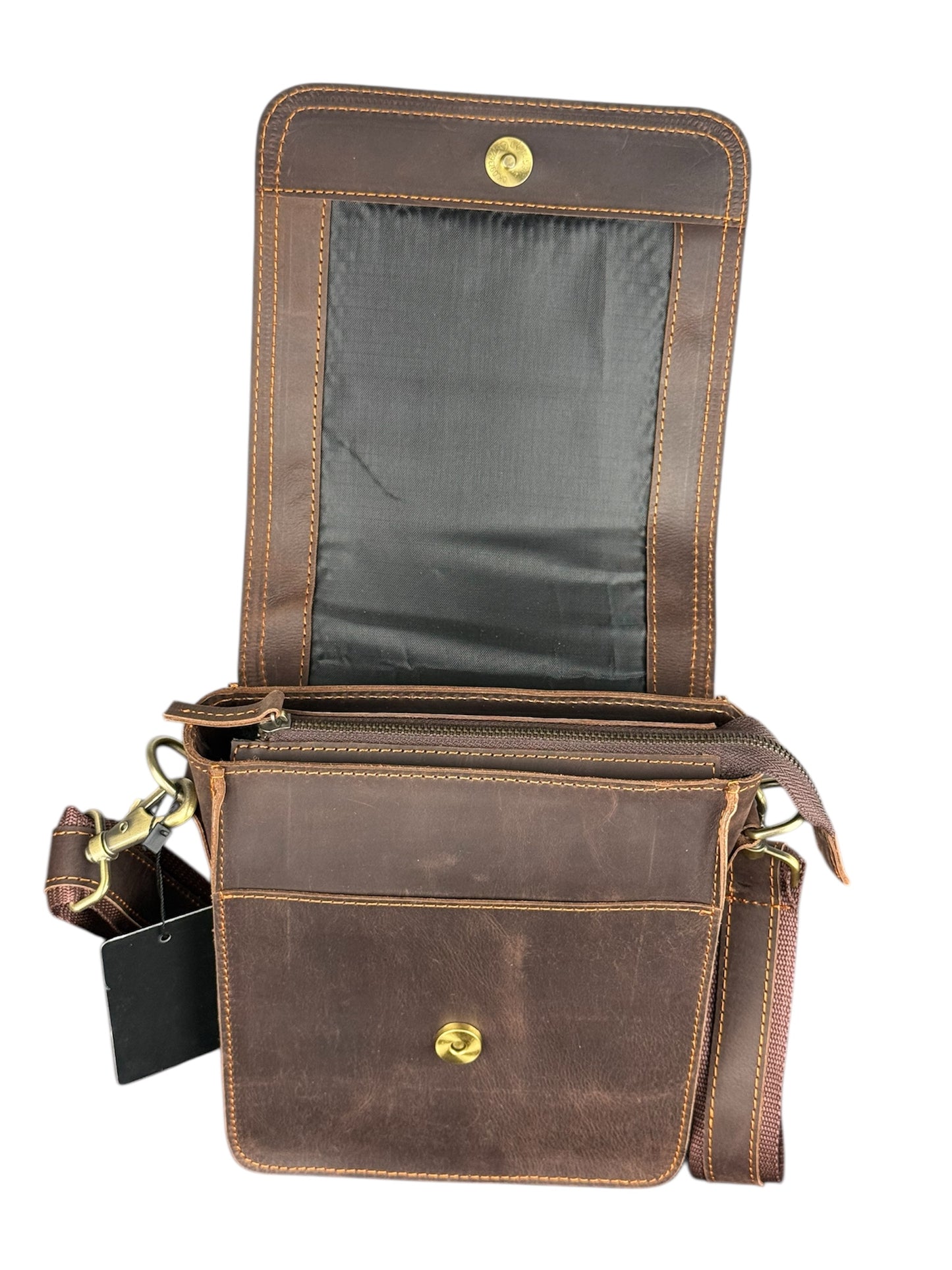 Genuine Leather Flap Crossbody Bag