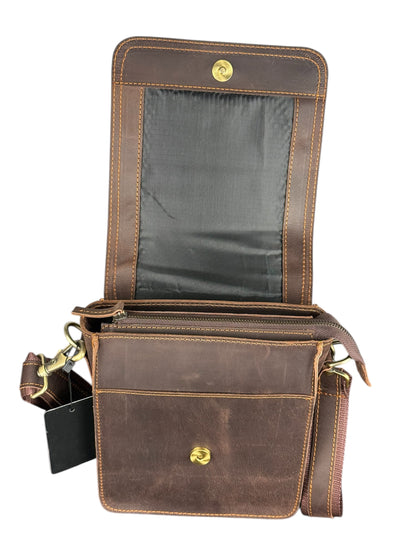 Genuine Leather Flap Crossbody Bag