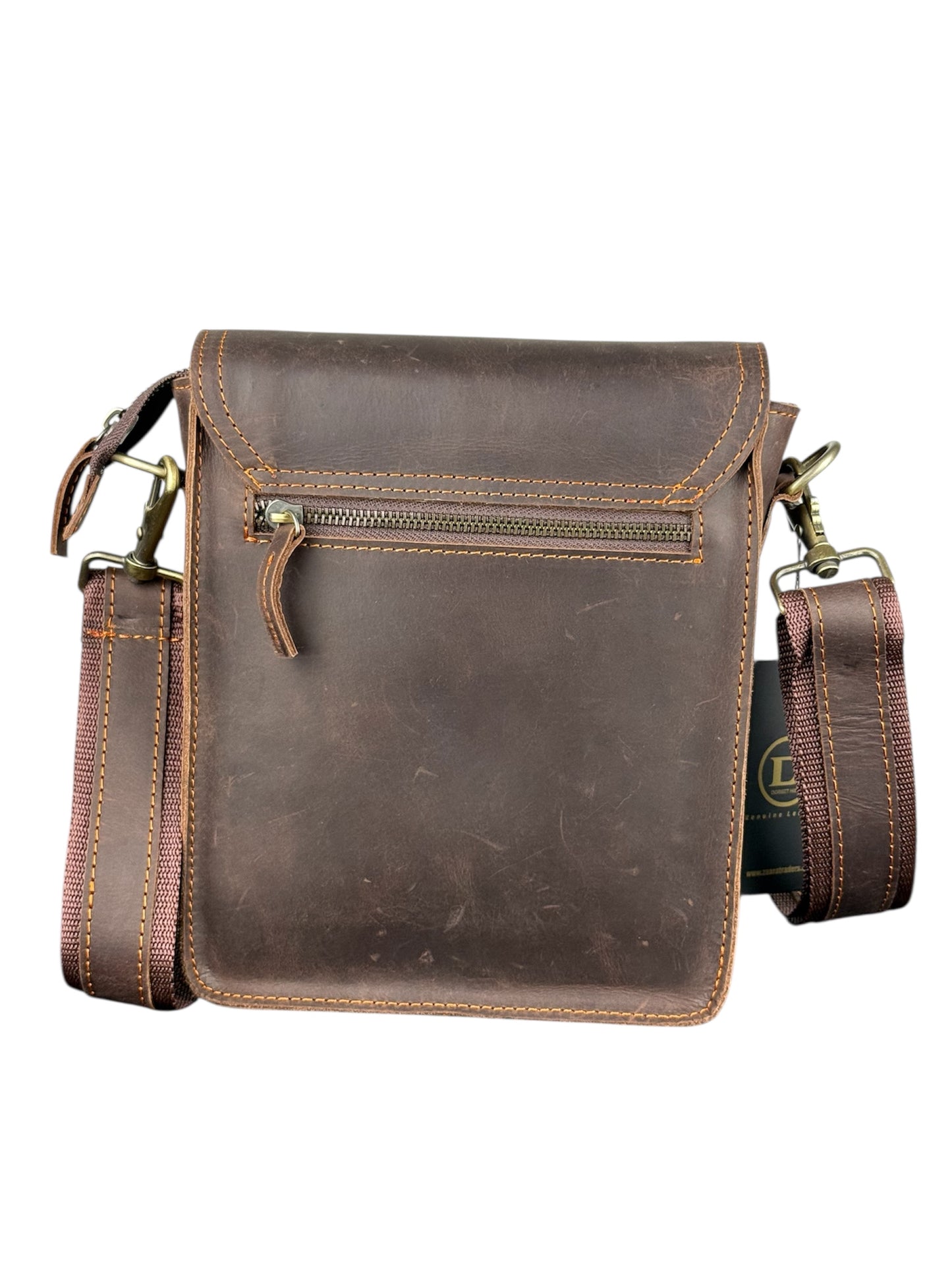 Genuine Leather Flap Crossbody Bag