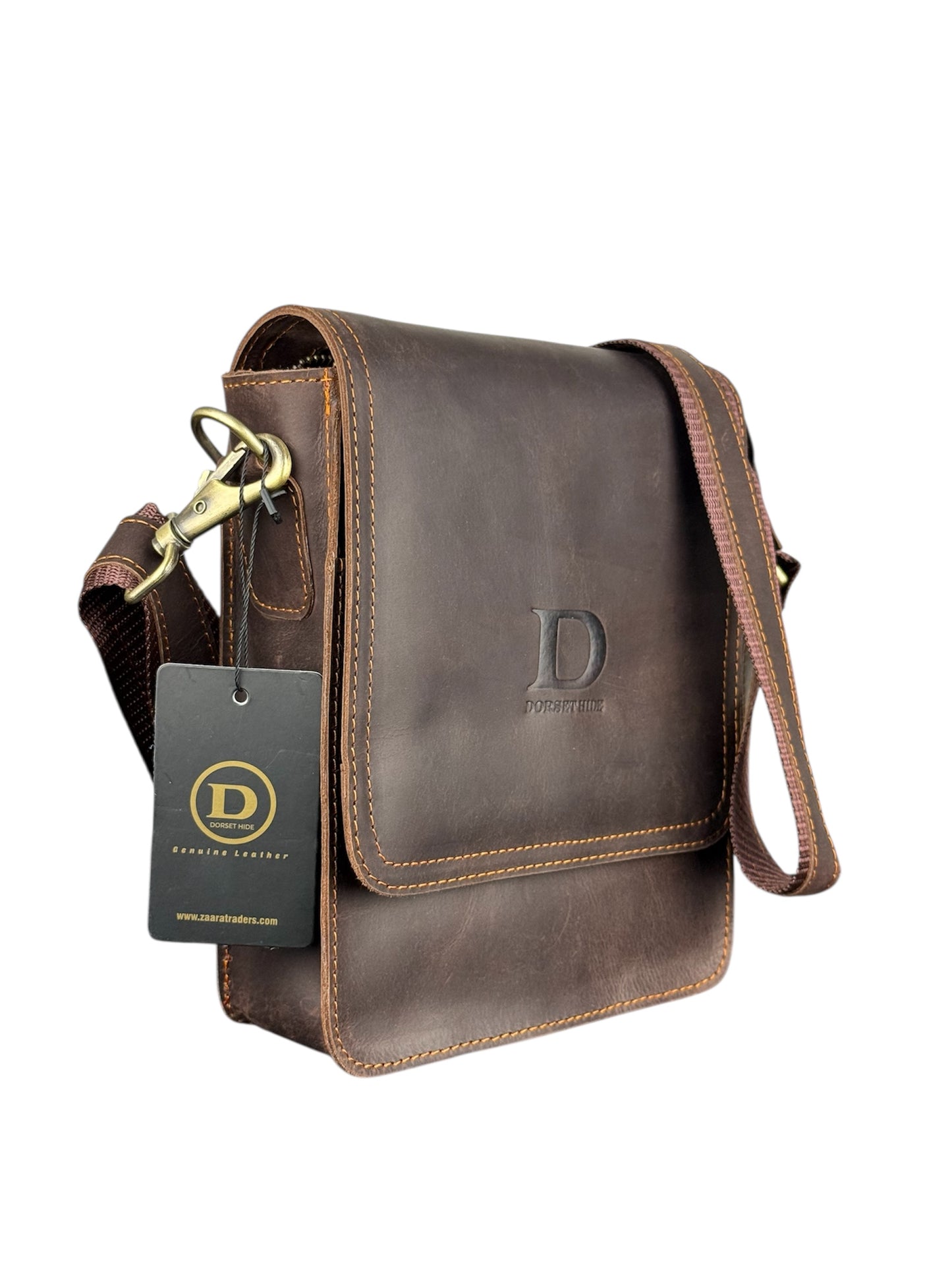 Genuine Leather Flap Crossbody Bag