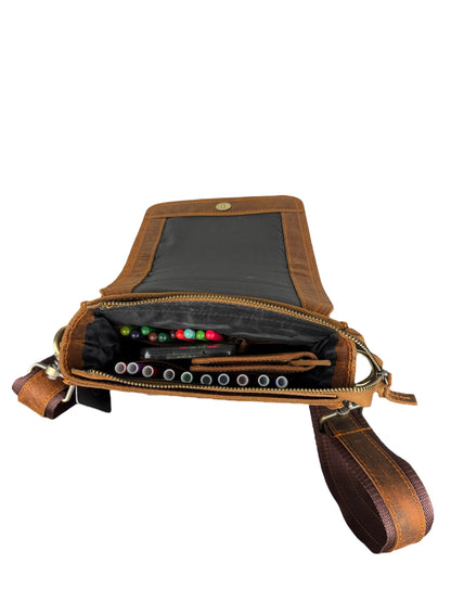 Genuine Leather Flap Crossbody Bag