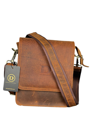 Genuine Leather Flap Crossbody Bag