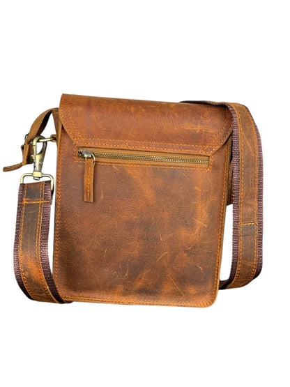 Genuine Leather Flap Crossbody Bag