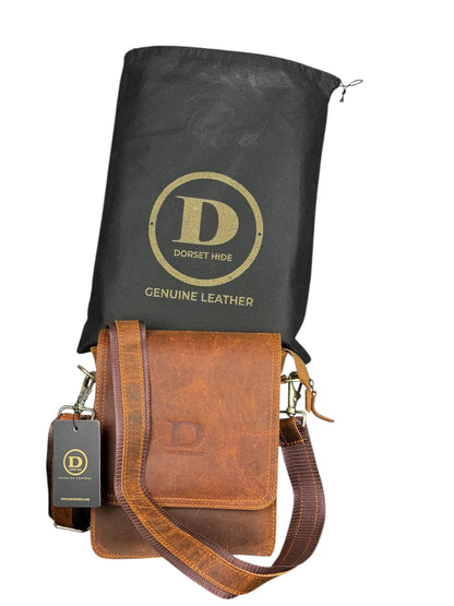 Genuine Leather Flap Crossbody Bag