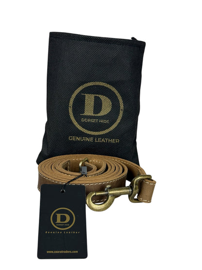 Two hooked heavy duty genuine leather dog lead