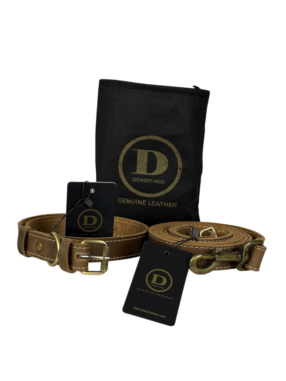 Heavy duty Genuine Leather Adjustable Dog Leash and Collar