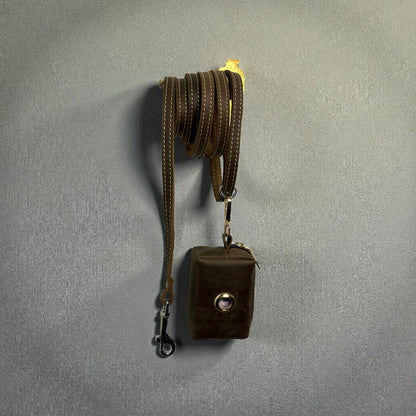 Genuine leather poo bag dispenser
