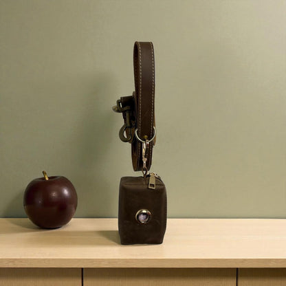 Genuine leather poo bag dispenser