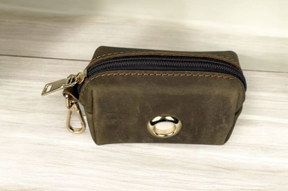 Genuine leather poo bag dispenser