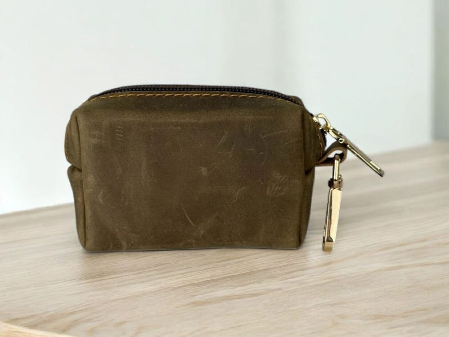 Genuine leather poo bag dispenser