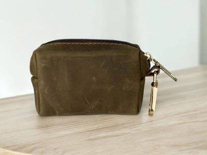 Genuine leather poo bag dispenser