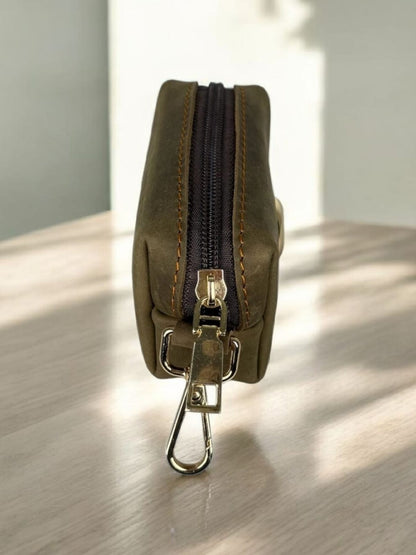 Genuine leather poo bag dispenser
