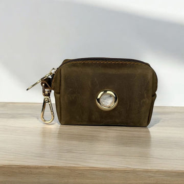 Genuine leather poo bag dispenser