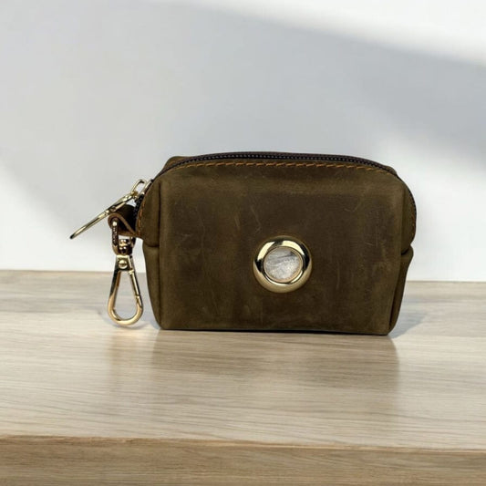 Genuine leather poo bag dispenser