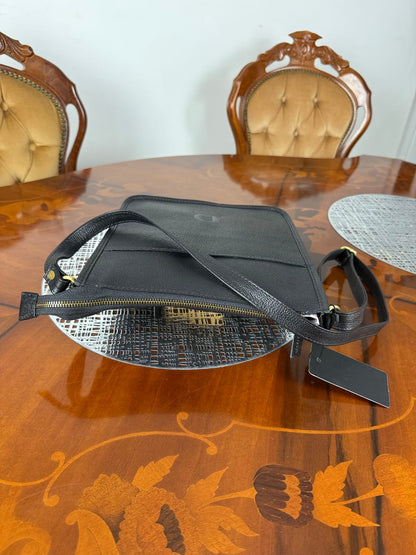 Genuine Leather Crossbody Bag with High-Quality Brass Accessories