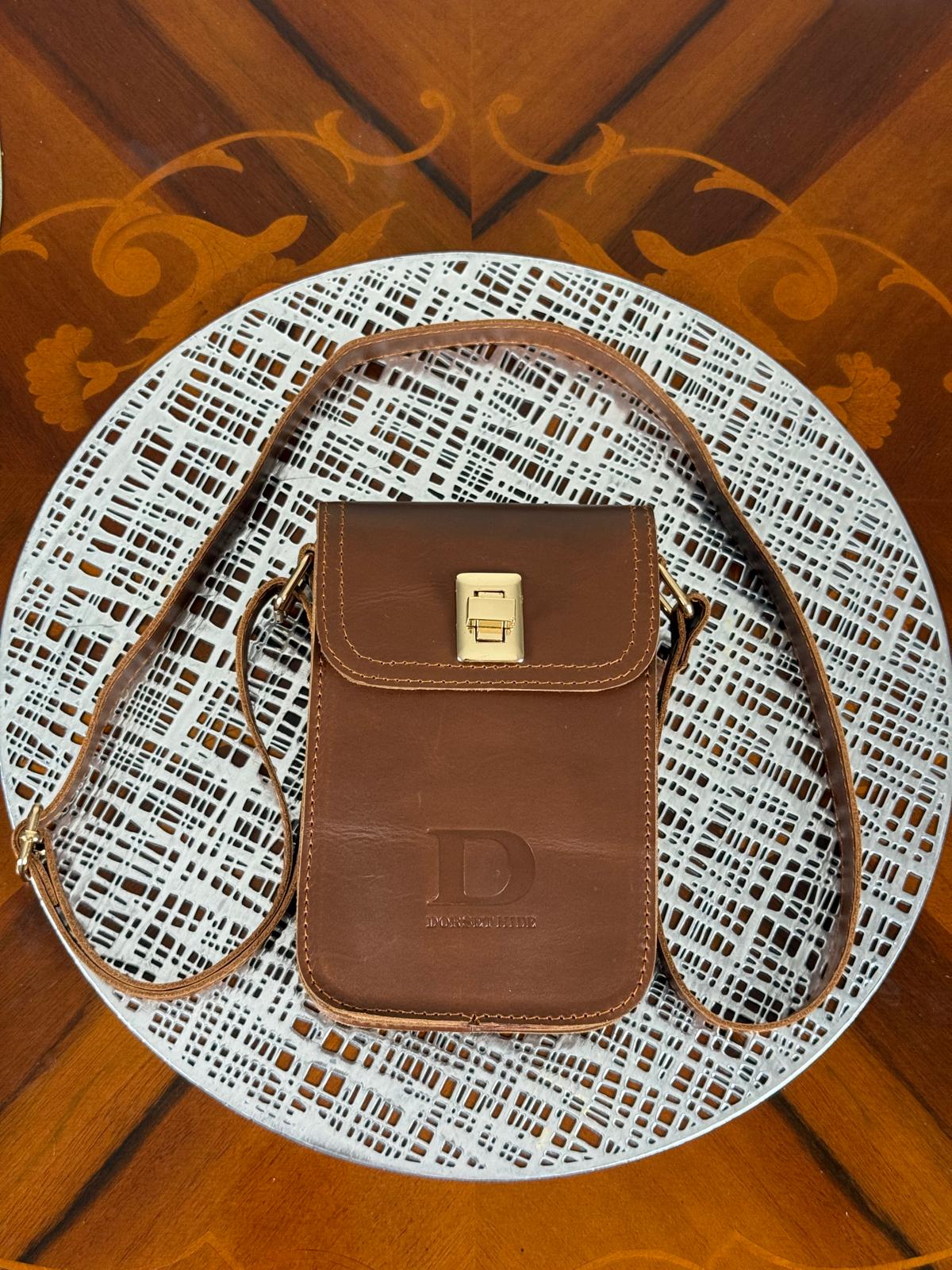 Genuine Leather Mini Flap Crossbody Bag