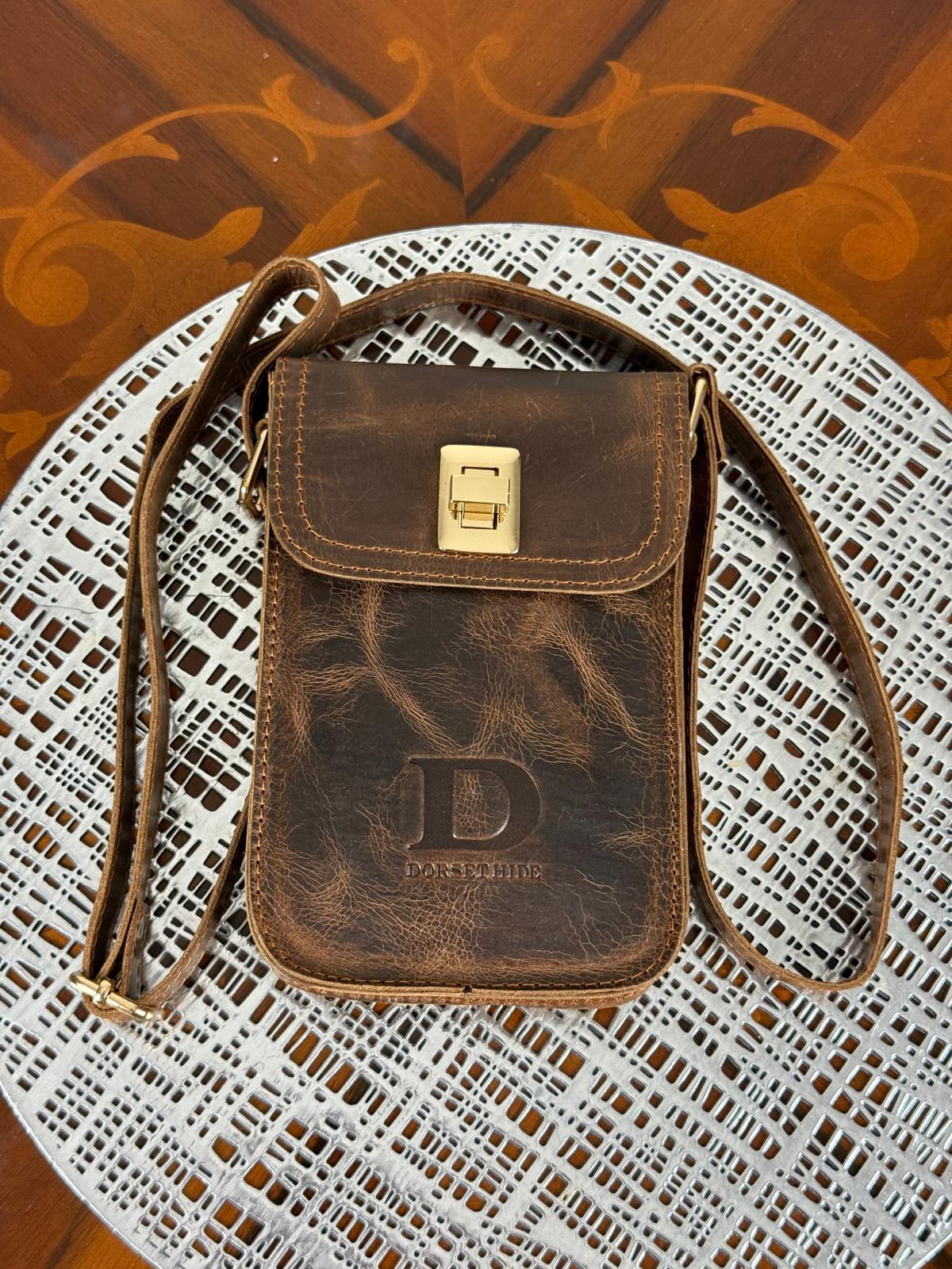 Genuine Leather Mini Flap Crossbody Bag