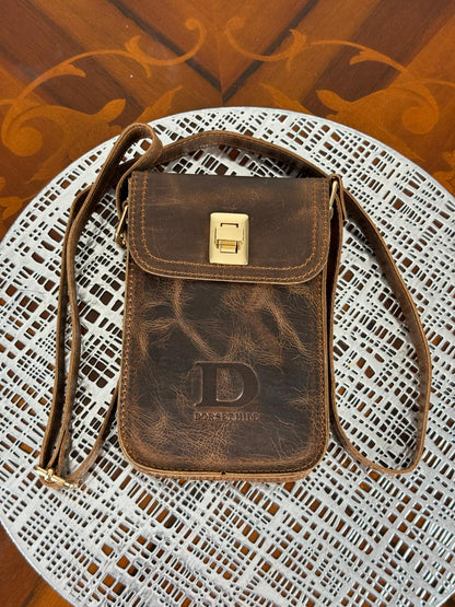 Genuine Leather Mini Flap Crossbody Bag
