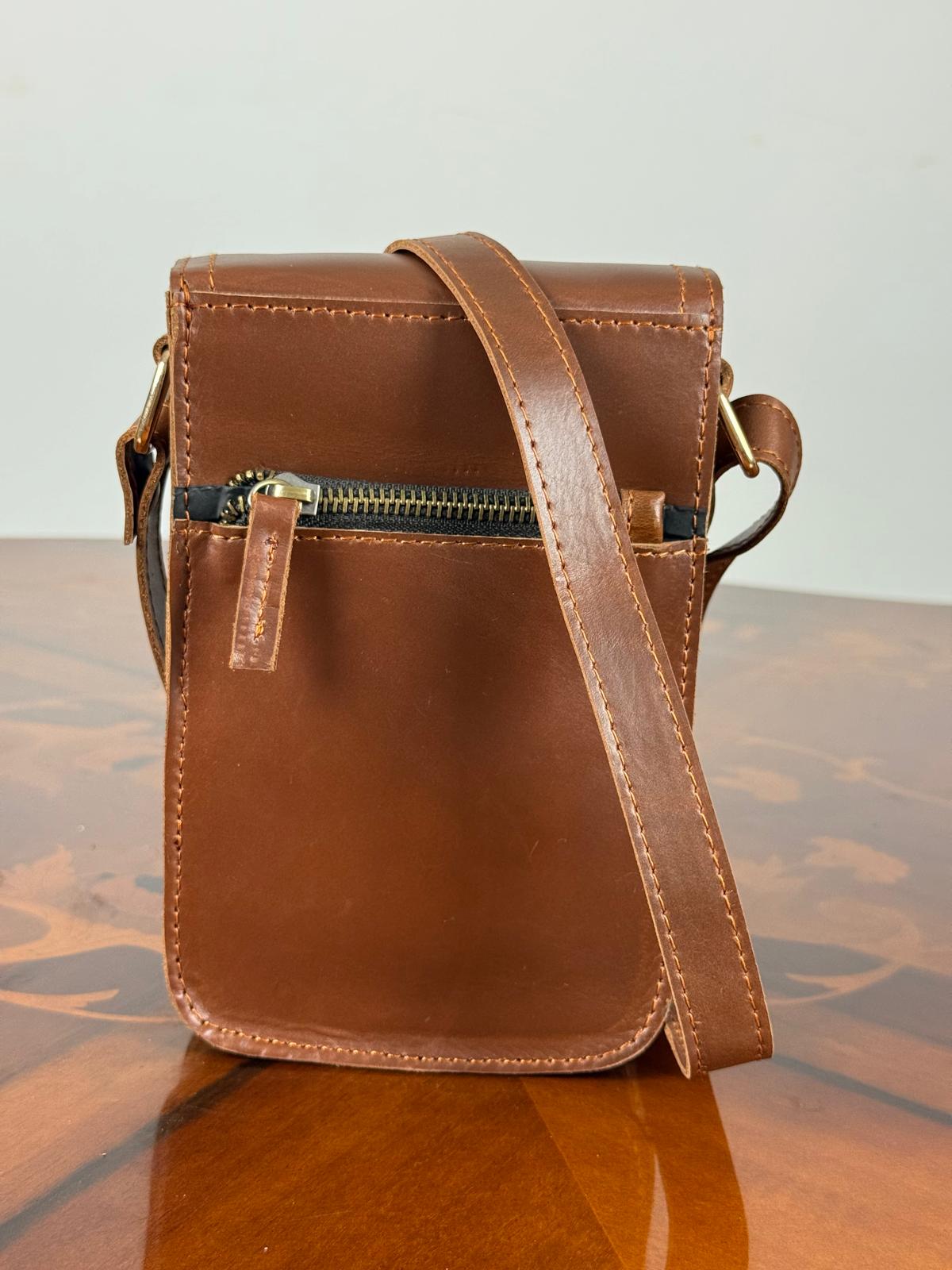 Genuine Leather Mini Flap Crossbody Bag