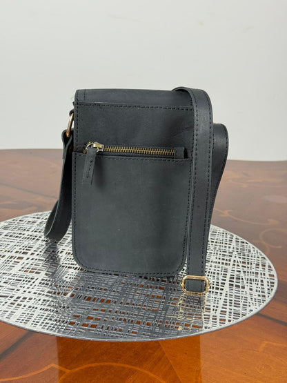 Genuine Leather Mini Flap Crossbody Bag