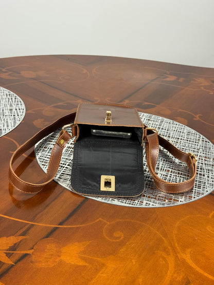Genuine Leather Mini Flap Crossbody Bag