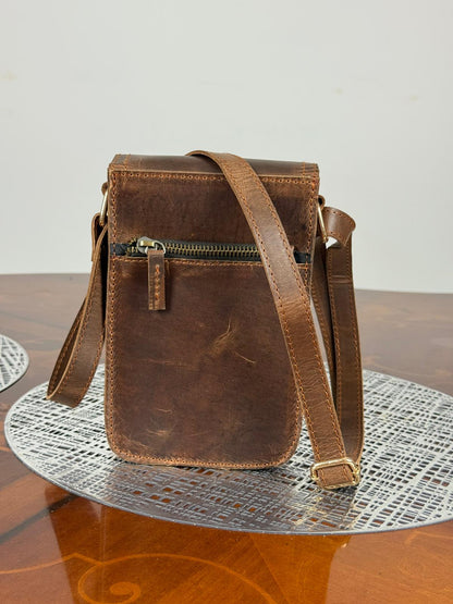 Genuine Leather Mini Flap Crossbody Bag