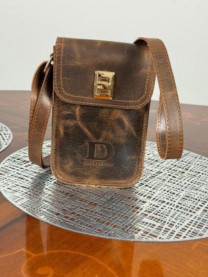 Genuine Leather Mini Flap Crossbody Bag