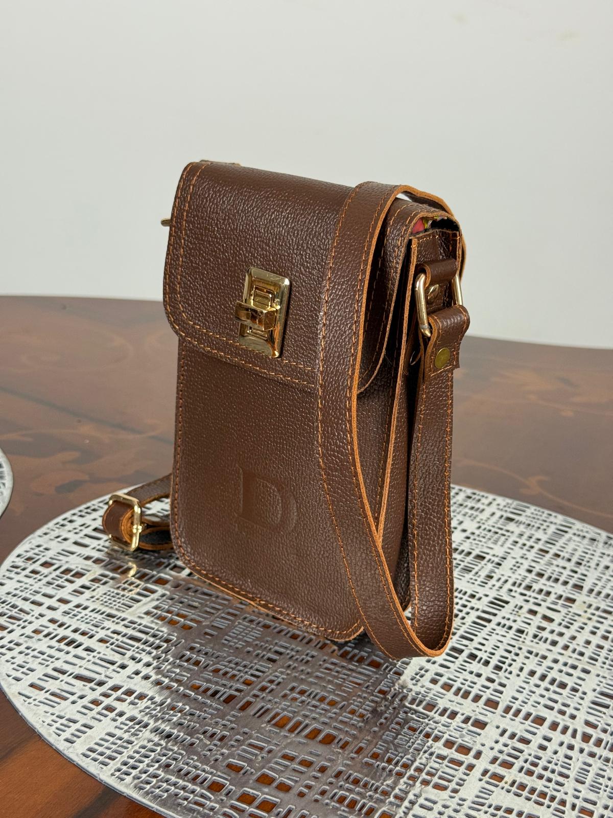 Genuine Leather Mini Flap Crossbody Bag